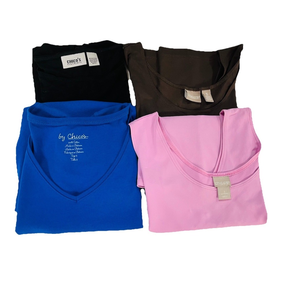 Chico's 3 Lot Of 4 Tank Shell Tops Layering Spring Summer Travel Comfy Relaxed